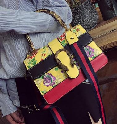 New trends handbags embroidered roses Ribbon bamboo snake buckle with the bag Crossbody 6870
