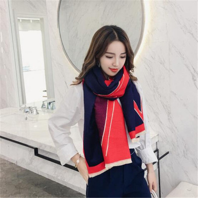 Korean Wool Scarf Shawl Dual-Use Men and Women Couple Autumn Korean Winter Contrast Color Tassel Long Scarf