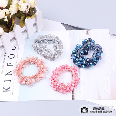 Hand sewing head rope end rope end flower Crystal hair accessories in the first ponytail