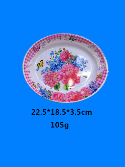 密胺贴花椭圆盘仿陶瓷盘子大量库存现货