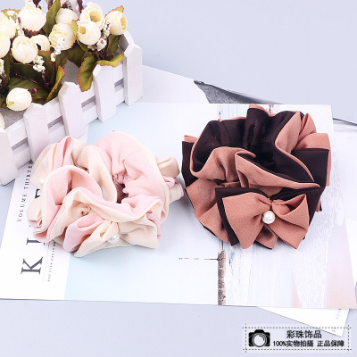 Hair thickened the bow fabric circle flower hair rope headwear