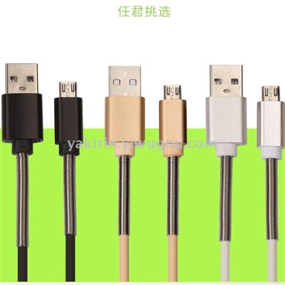 Creative half-Android/I5/I6 metal wire Springs data line charge line 2A break-proof and durable