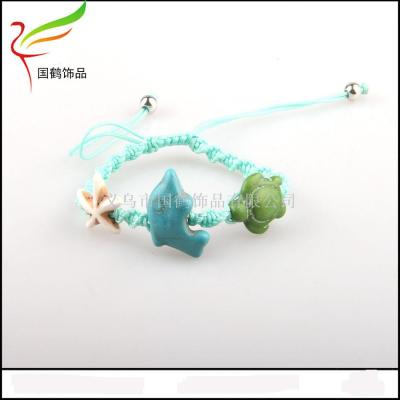 Hand-knit turtle Starfish Dolphin bracelet