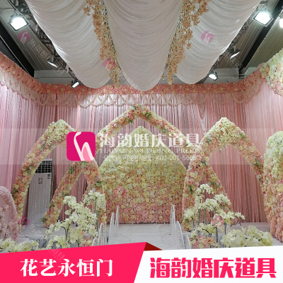 Wedding decoration decorative accessories flower art eternal door decoration warm and romantic stage half round hanging