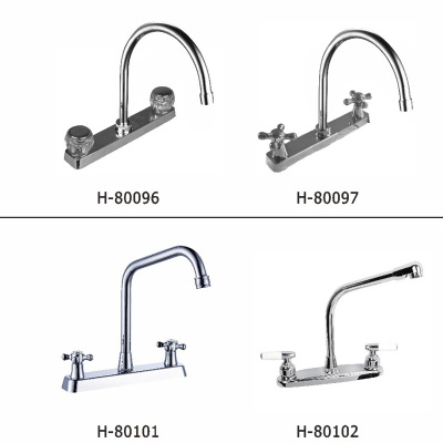 South American cold and hot water faucet plastic handle copper body kitchen 8 inch double hole faucet