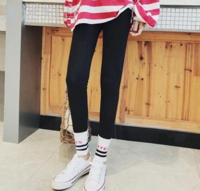 Leg opening letters thicken cotton thread stitching leggings women wearing foot slim plus size pants