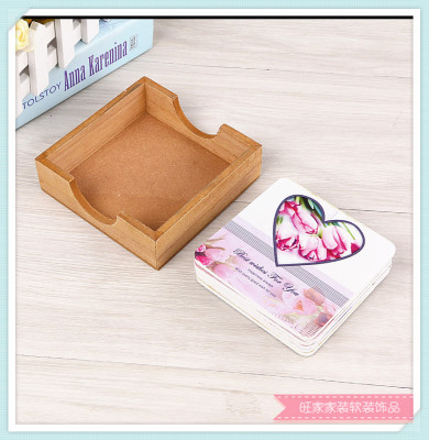 Wooden Creative Placemat Foreign Trade Wooden Square Grain Placemat European and American Style Table Mat Cup Mat