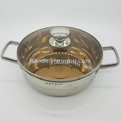 Stainless steel double ear all - purpose pot composite steel soup pot home high - end gift