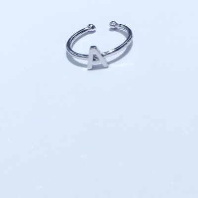 Korean 26 letters open end ring adjustable size imitation sterling silver ring