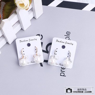 Antimanila's temperament zircon pearl OL daily patterns earrings female style