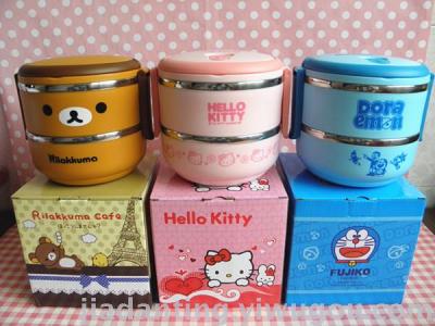 Hello Kitty cat cartoon thermal insulation lunch box lunch box of metal inside bladder box.