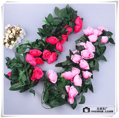 Artificial flower rattan rose vine wall hanging pipe wedding plastic flower green plant flower vine artificial flowers.