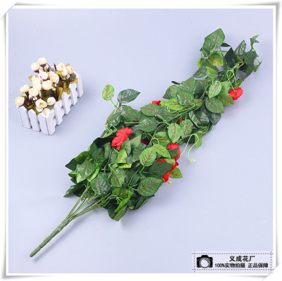 Simulation wicker decoration wedding condole top pipe wall applique silk flower picture building props fruit vine.