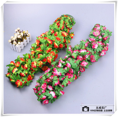 Simulation of rattan artificial flower plant rattan vine plastic tube block indoor decoration wall hanging.