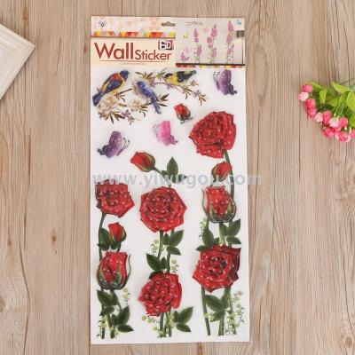 Creative Lavender Rose TV Background Wall Decoration Living Room Environmental Protection Stickers