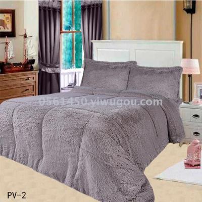 The Yiwu textile home factory export Europe and America flannel embossed plain quilted quilts three or four sets