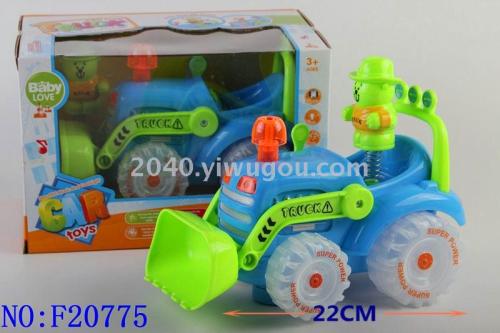 cartoon electric universal light music farmer car toys baby early education intelligent induction toys wholesale