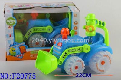 Electric universal light and sound cartoon farmer car baby toys educational IntelliSense toy wholesale