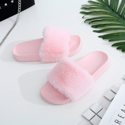 Korean version of the new home for fall/winter plush flat slip ladies indoor and outdoor plush flip flops