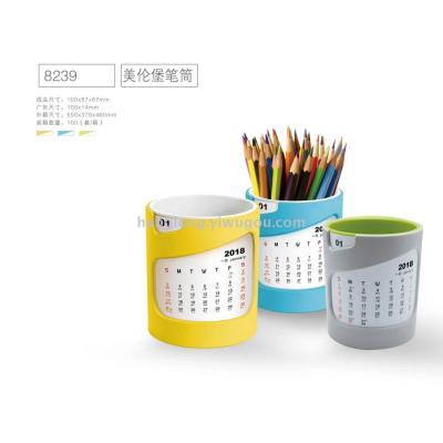 2018 Meilen innovation creative personality characteristics of plastic cylindrical-shaped pen holder calendar