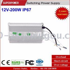 DC 12V200W waterproof IP67 monitoring LED switching power supply adapter