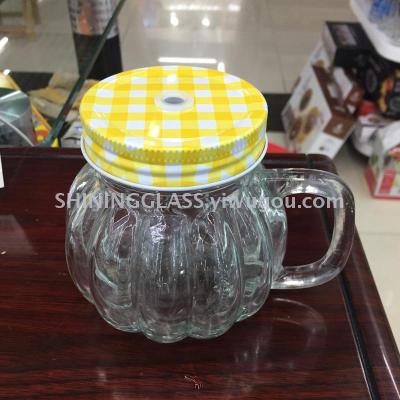 Glass mug with handle new design pumpkins Mason cold Rooster waterglass 