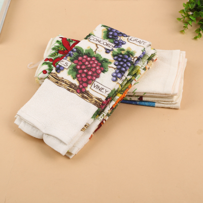 Factory direct sale of fruit and flower coffee floral design tea towel.