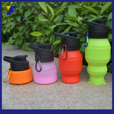 Silicone folding Cup portable travel telescopic Cup Korean students outdoor sports water bottles shatter-resistant glass
