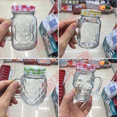 Mini Mason jar  pineapple mason jar with Football design glass cup drinking glass 