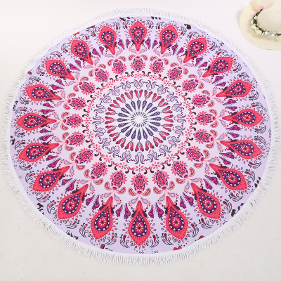 Printed tassel super large round beach kaleidoscope cushion for beach resort.