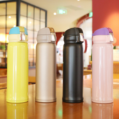 Stylish portable mug elastic cover stainless steel vacuum bottle behind creative men and women sport cups