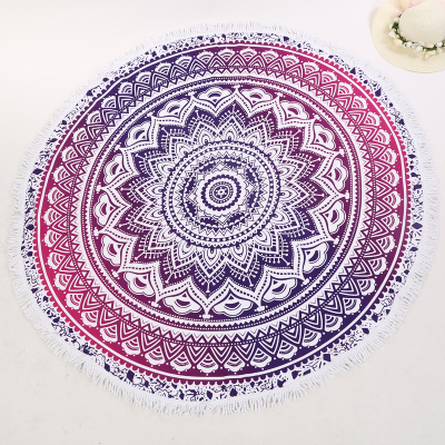 Gradual color kaleidoscope circular beach towel cushion cover shawl tablecloth yoga mat.