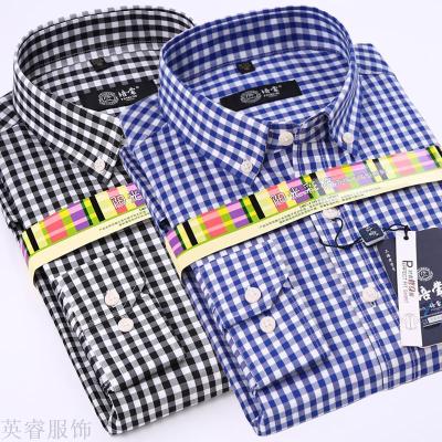 Men's men's shirt casual style Korean edition of the autumn new all cotton checked shirt