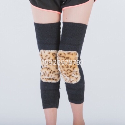 Leopard print warm old cold leg men and women double thickened ened spun cashmere kneepad wholesale manufacturers direct sale