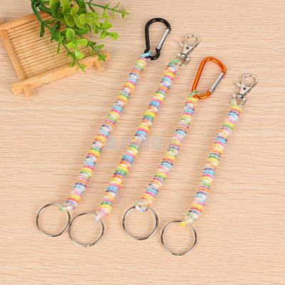 Korean fashion line of candy-color key ring plastic buckle bungee cord retractable rope factory outlet