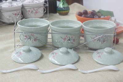 Three-piece Spice jar kitchen ceramic snowflake crafts gift trade