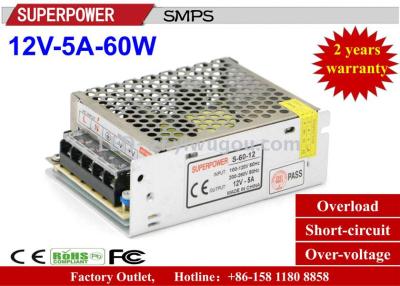 DC 60W security 12V5A LED switching power supply/adapter power supply