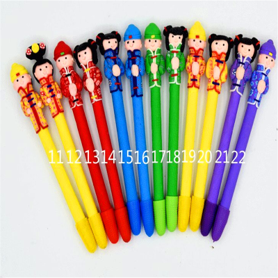 Mefine Korean Stationery Polymer Clay Ballpoint Pen Handmade Cartoon Character Soft Ceramic Pen Student Gift Pen