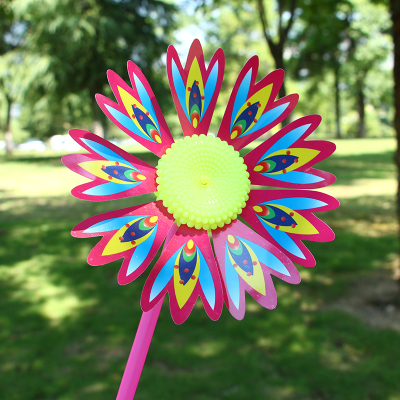 Children's traditional toy windmill creative solar flower plastic windmill stall hot selling place to scan code gifts