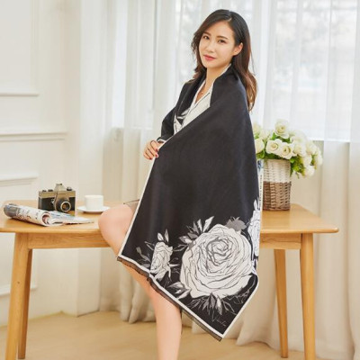 Korean Style New Arrival of Autumn and Winter Scarf Thickened Student All-Match Flower Women's Air-Conditioned Room Shawl Dual-Use High-Profile Figure