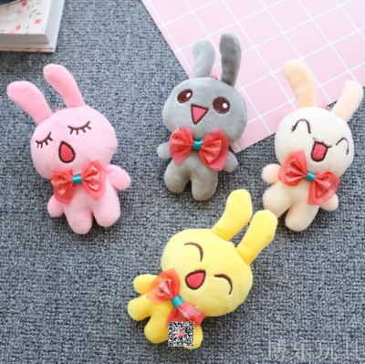 Cute furry bow rabbit small pendant colorful expression rabbit doll wedding celebration throwing small scratcher doll.