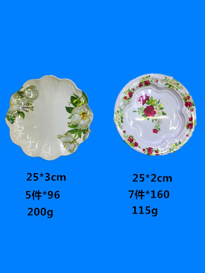 仿陶瓷盘子密胺贴花盘子大量库存现货