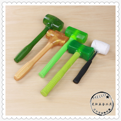 Transparent octagonal plastic handle rubber hammer, Rubber elastic mounting hammer hardware