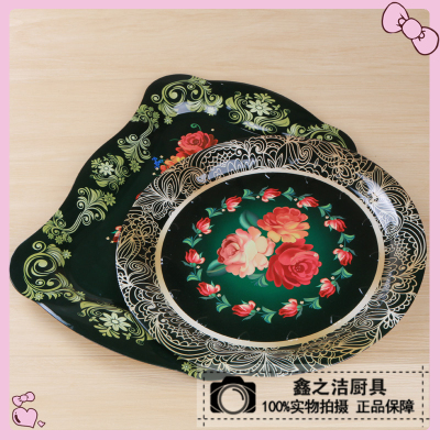 Stainless Steel Kitchenware Colorized Decorative Design Stainless Steel Long Platter Ethnic Style Characteristic Stainless Steel Tray Fruit Plate