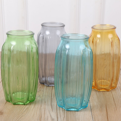 Simple Geometric Vertical Edge Transparent Glass Vase Hydroponic Flower Pot Modern Vase Home Living Room Craft Decoration