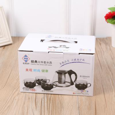 Heat-Resistant Glass Teapot Five-Piece Set Tea Set Tea Cup Kung Fu Tea Set Steel Core Filter Screen Glass Drinking Ware