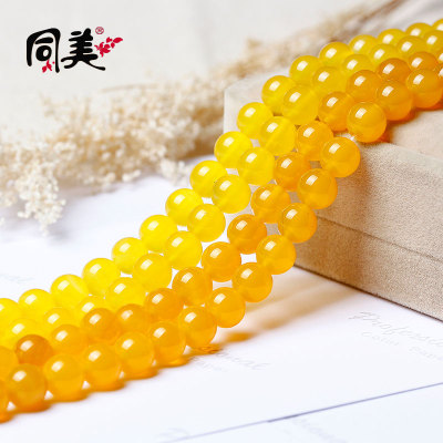 Yellow agate scattered beads natural AA yellow agate beads scattered yellow agate semi-finished products