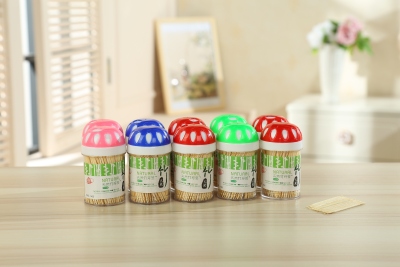 Round bottle packaging green green bamboo toothpick.
