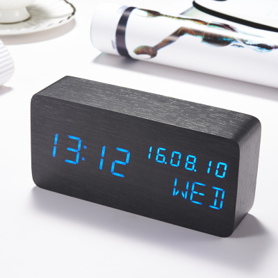 2017 new perpetual calendar wooden LED alarm clock