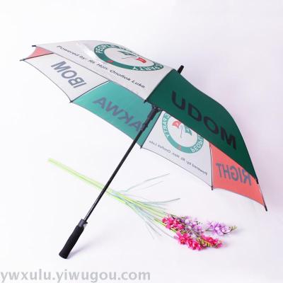 Plus-Sized Customized Full Fiber Printed Logo Luminous Edging Golf Umbrella Gift Advertising Business Double Umbrella